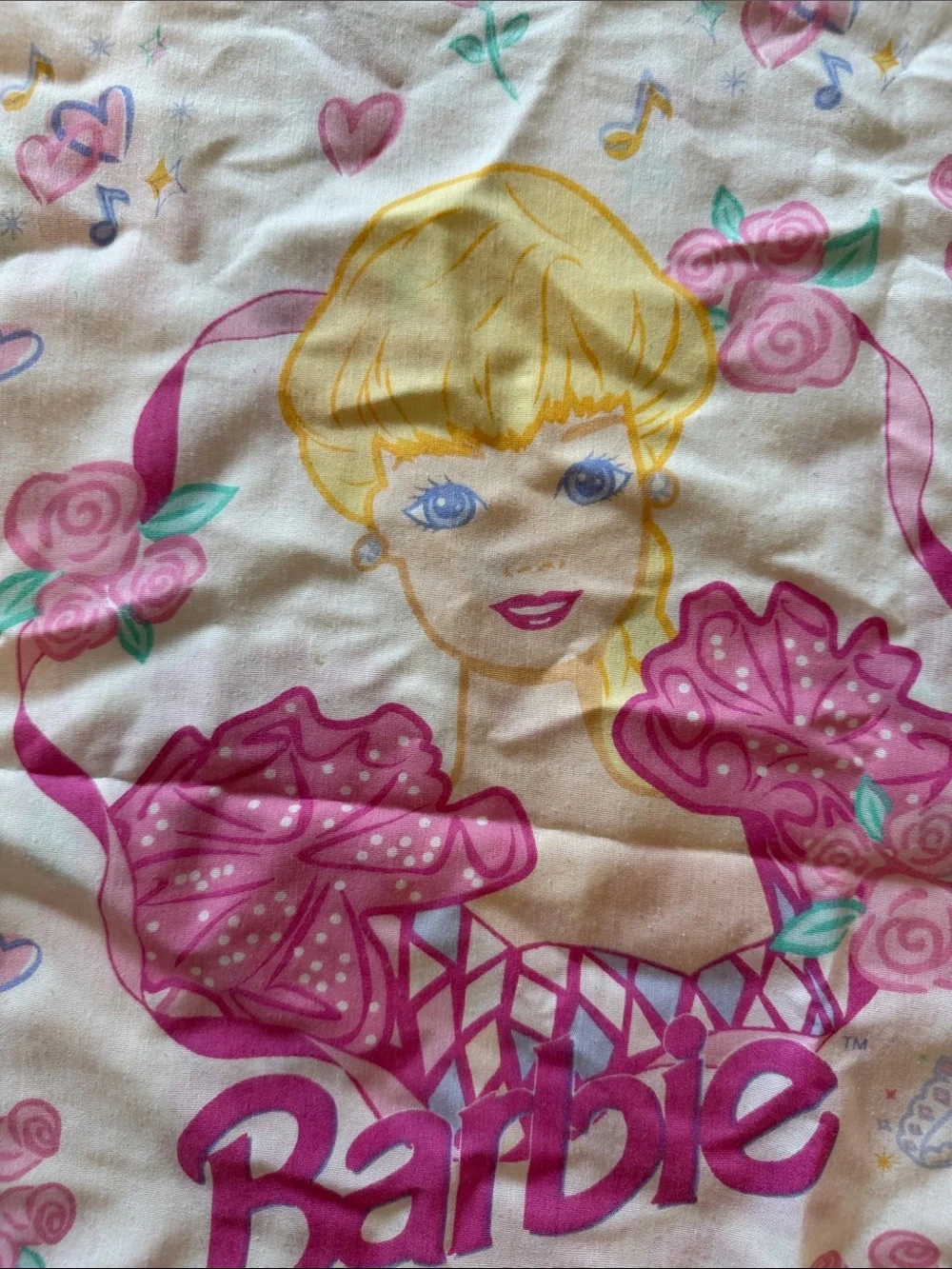2 Barbie Floral Pillowcases with Pink Accent Panel